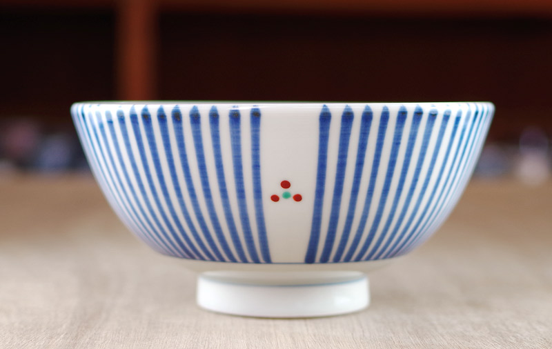 砥部焼 梅山窯 6寸丼（十草三つ文）【和食器通販e-tobeyaki.com】