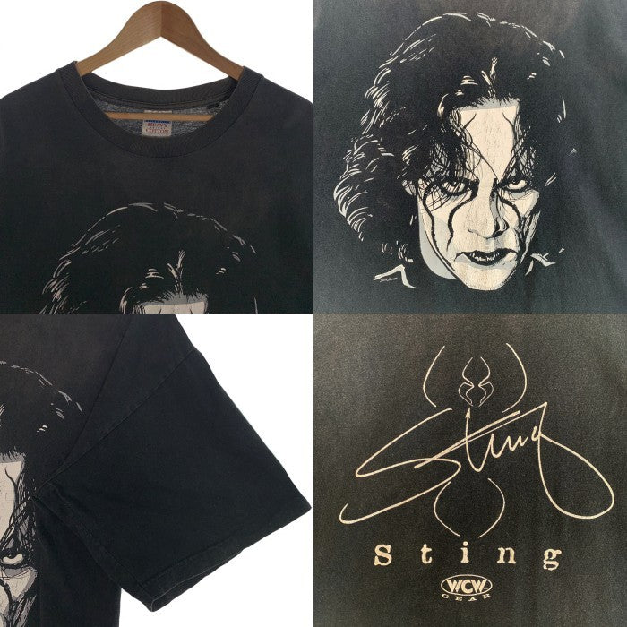90's STING スティング フェイスプリント Tシャツ ブラック GILDAN