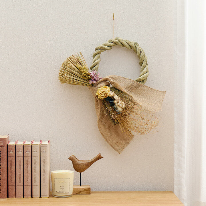 村上さんの国産い草 しめ縄リース 完成品 熊本県産い草 しめ飾り