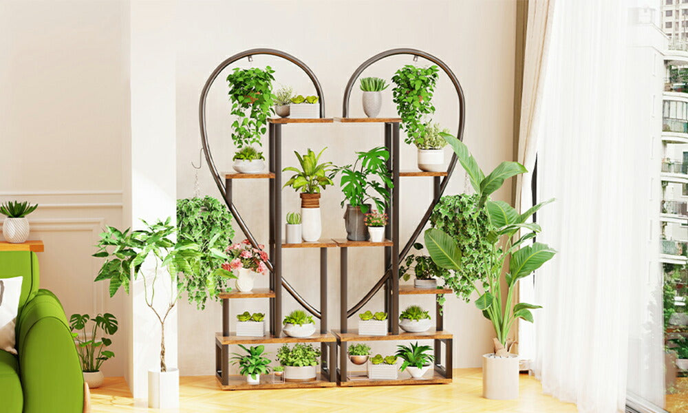 オープンシェルフ ラック フラワースタンド 木製 6段 おしゃれ ハート