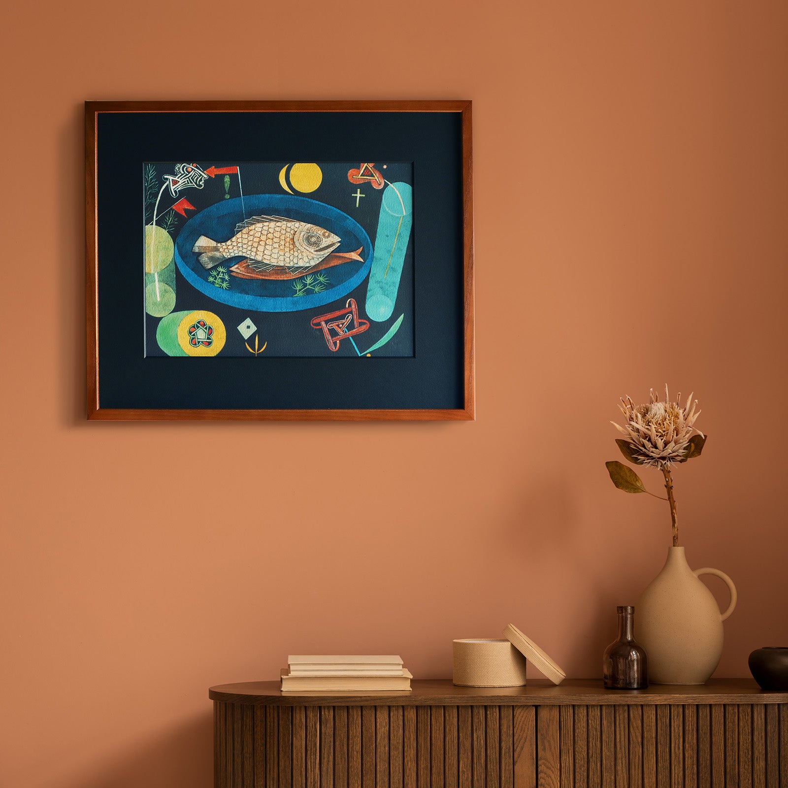 パウル・クレー「魚を巡って」アートポスター｜北欧ヴィンテージに合う