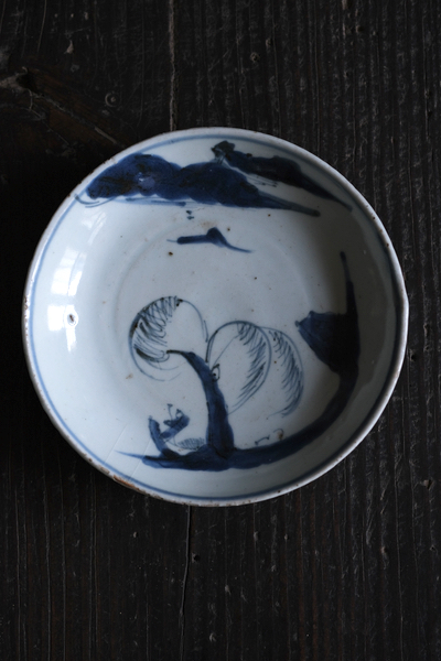 古染付山水文五寸皿