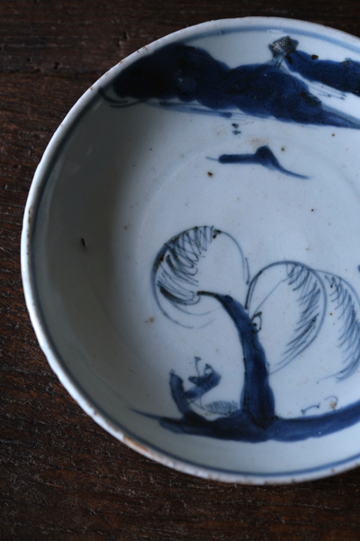 古染付山水文五寸皿