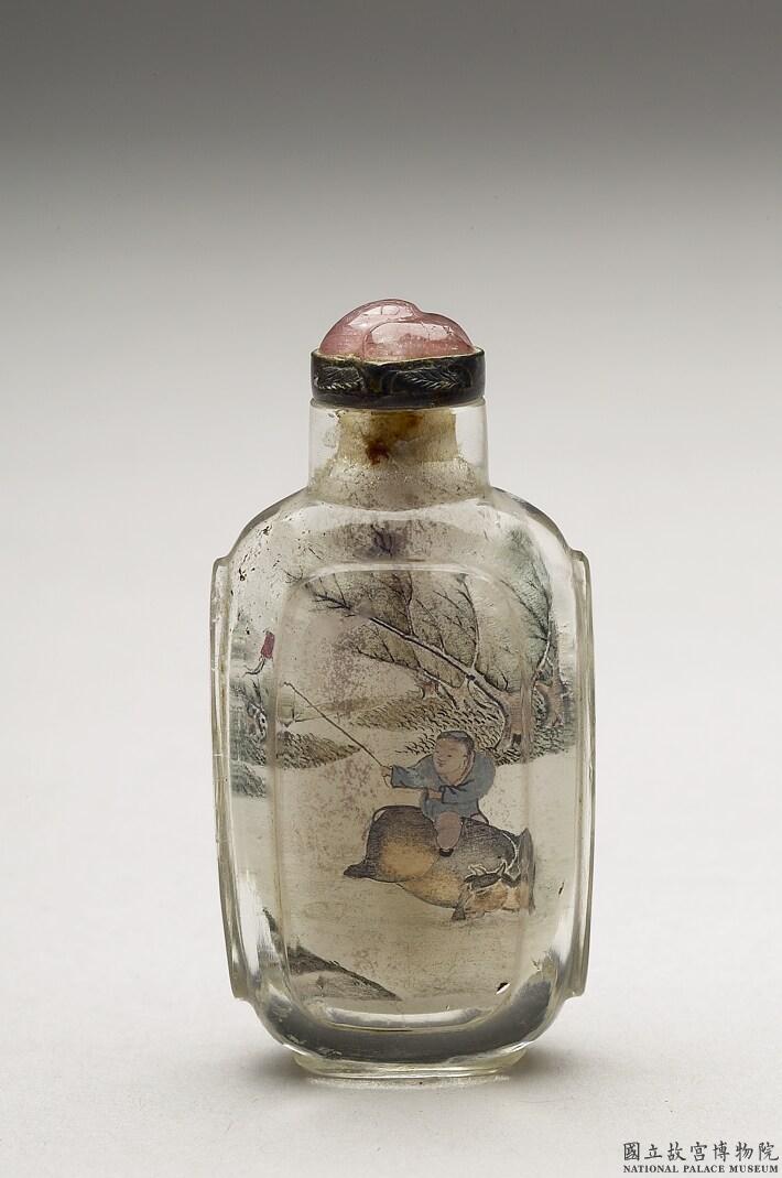 清周樂元水晶內繪垂釣牧牛圖鼻煙壺(5886061)