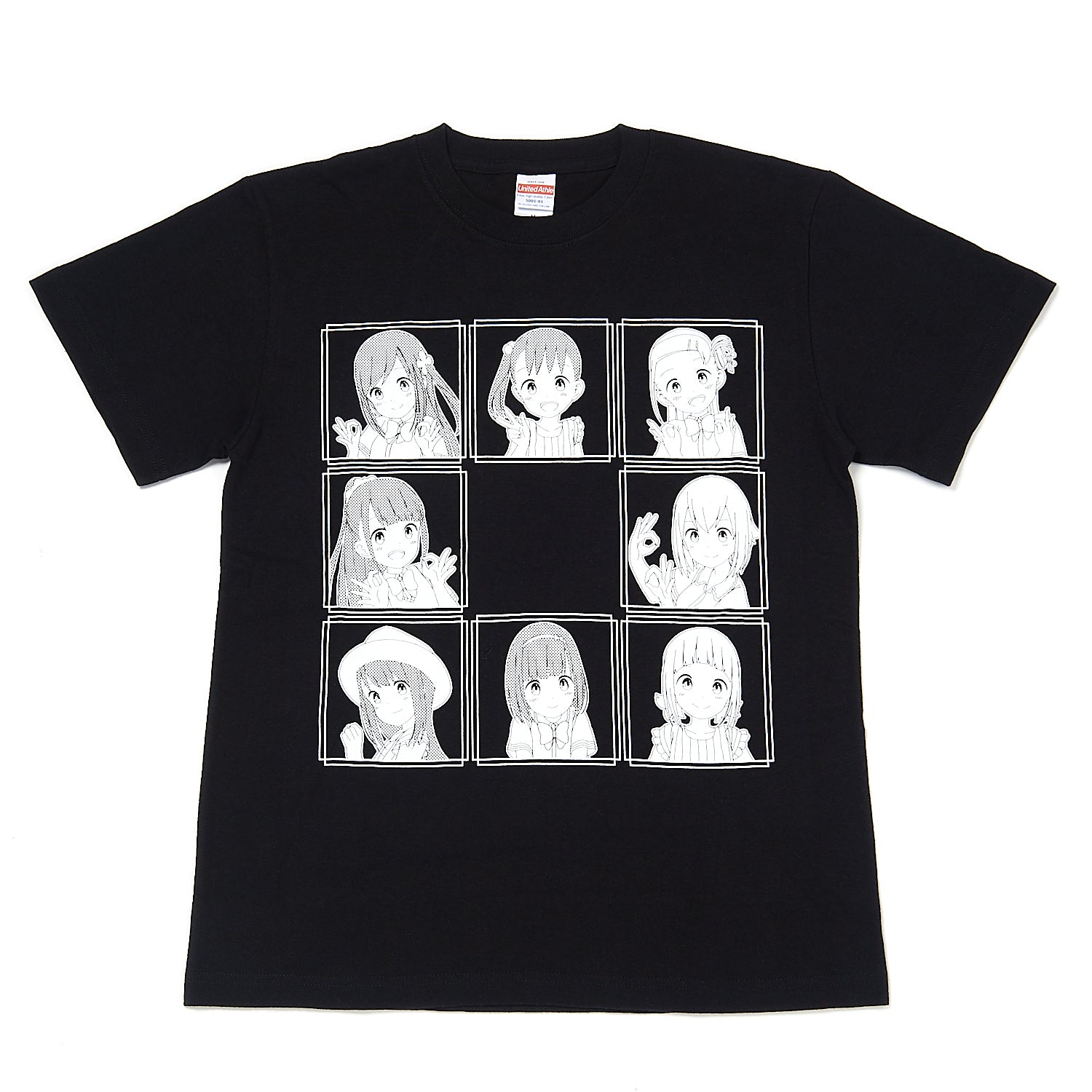 三ツ星カラーズ×ひとりぼっちの○○生活 モノクロTシャツ（黒