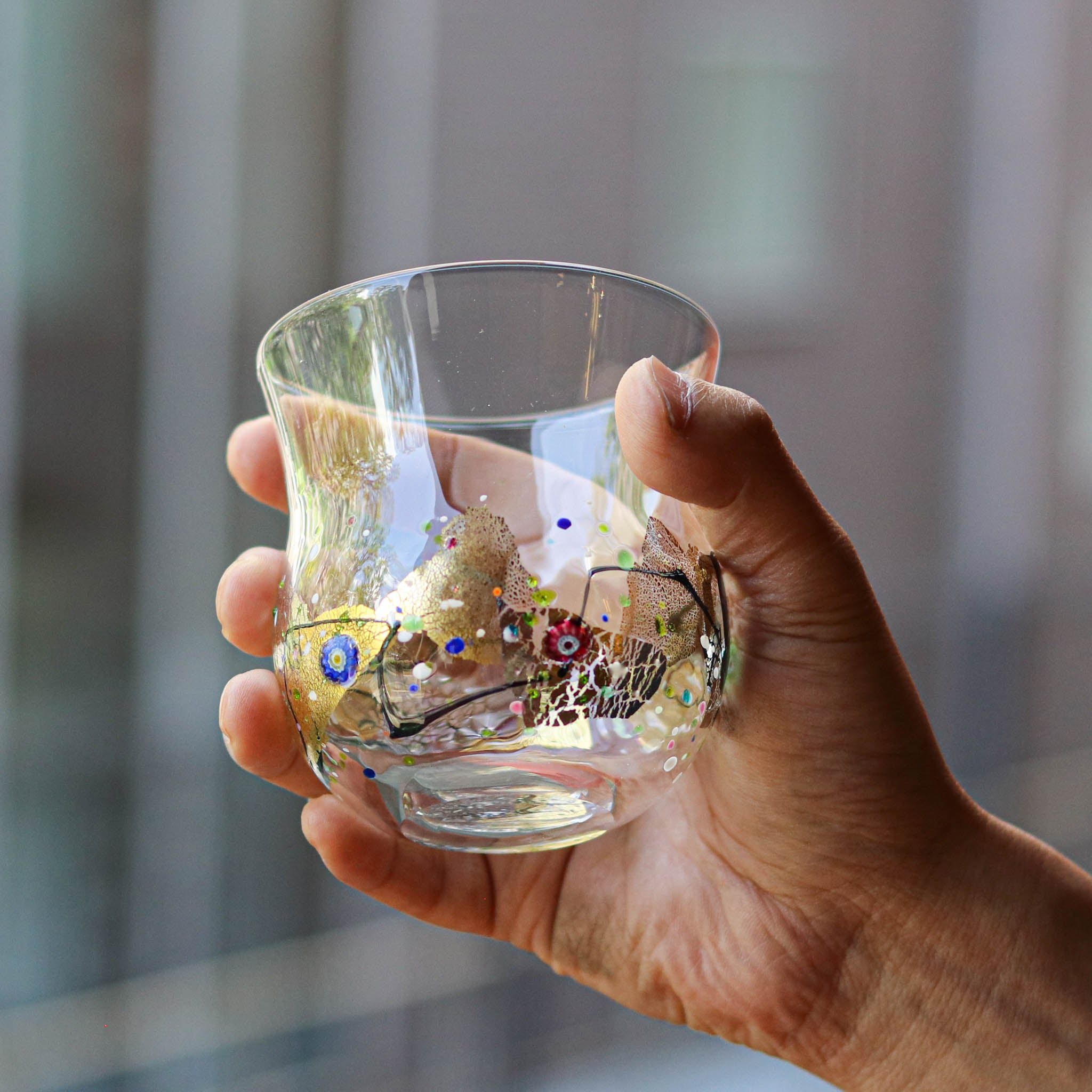 綾ガラス グラス | 光琳 ロック | 金・プラチナ彩 | グラスアート黒木