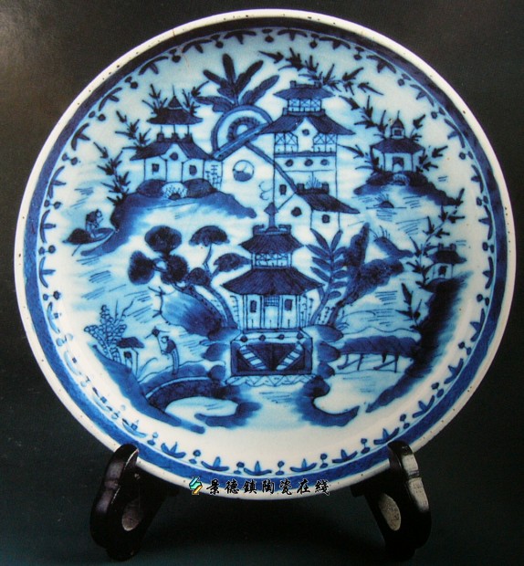 清·青花山水纹盘若深珍藏