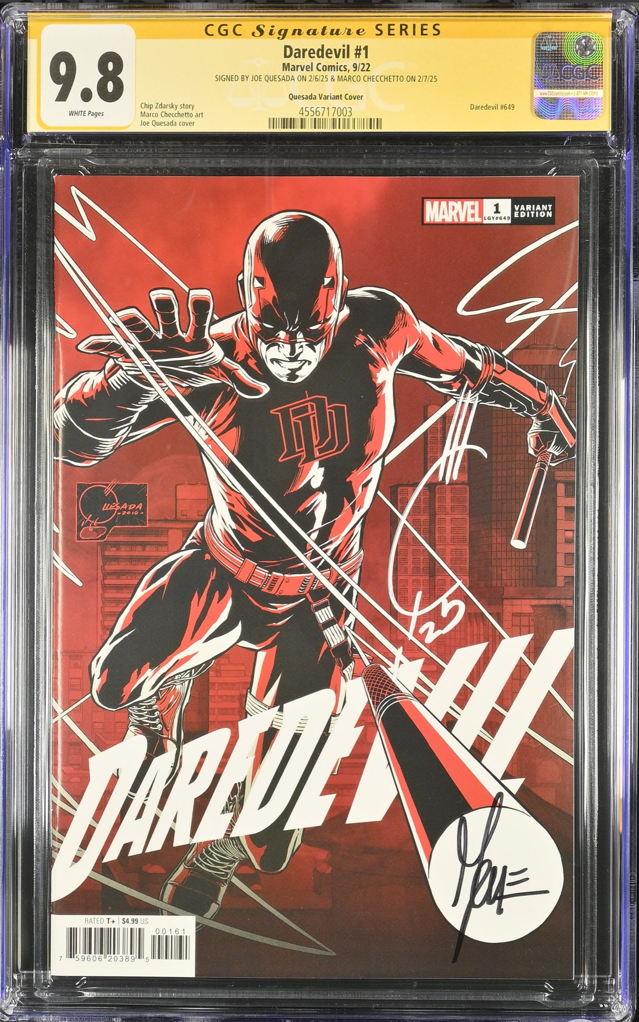 Daredevil #1 CGC SS 9.8 (1:50 Variant) SIGNED By Joe Quesada