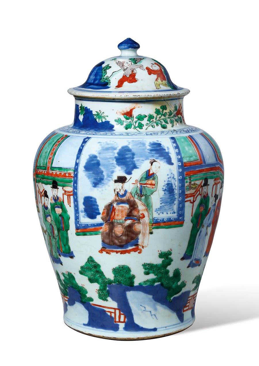 清康熙青花五彩人物故事图将军罐- 专场详情- 北京中汉拍卖有限公司