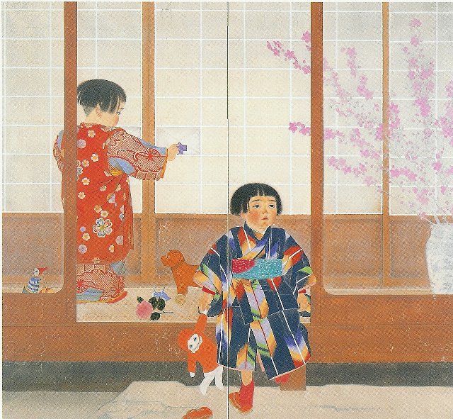 上村松園「待月」木版画 上村松篁監修 美術書院証明シール有 近代美人