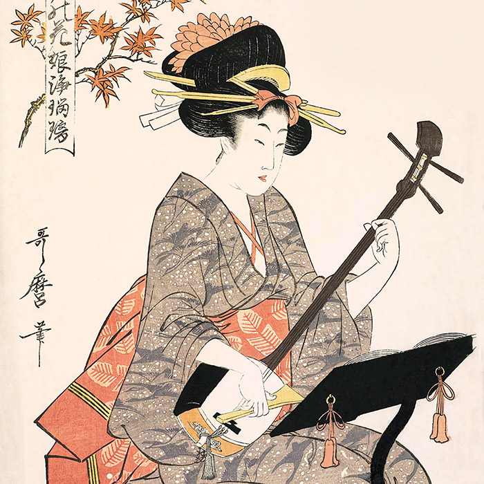 喜多川歌麿 / 江戸の花 娘浄瑠璃 紅葉 | 壁紙ギャラリー KAGIROHI