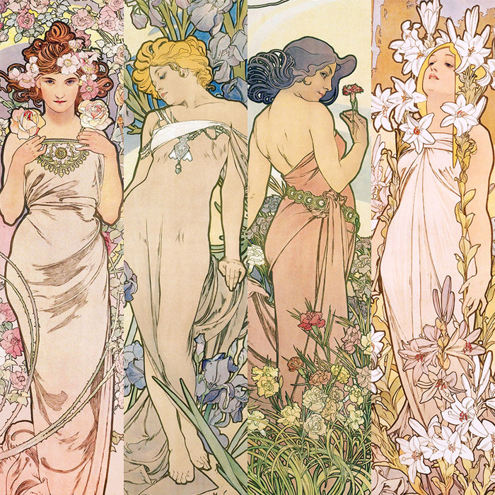 アルフォンス・ミュシャ / 四つの花 | 壁紙ギャラリー KAGIROHI