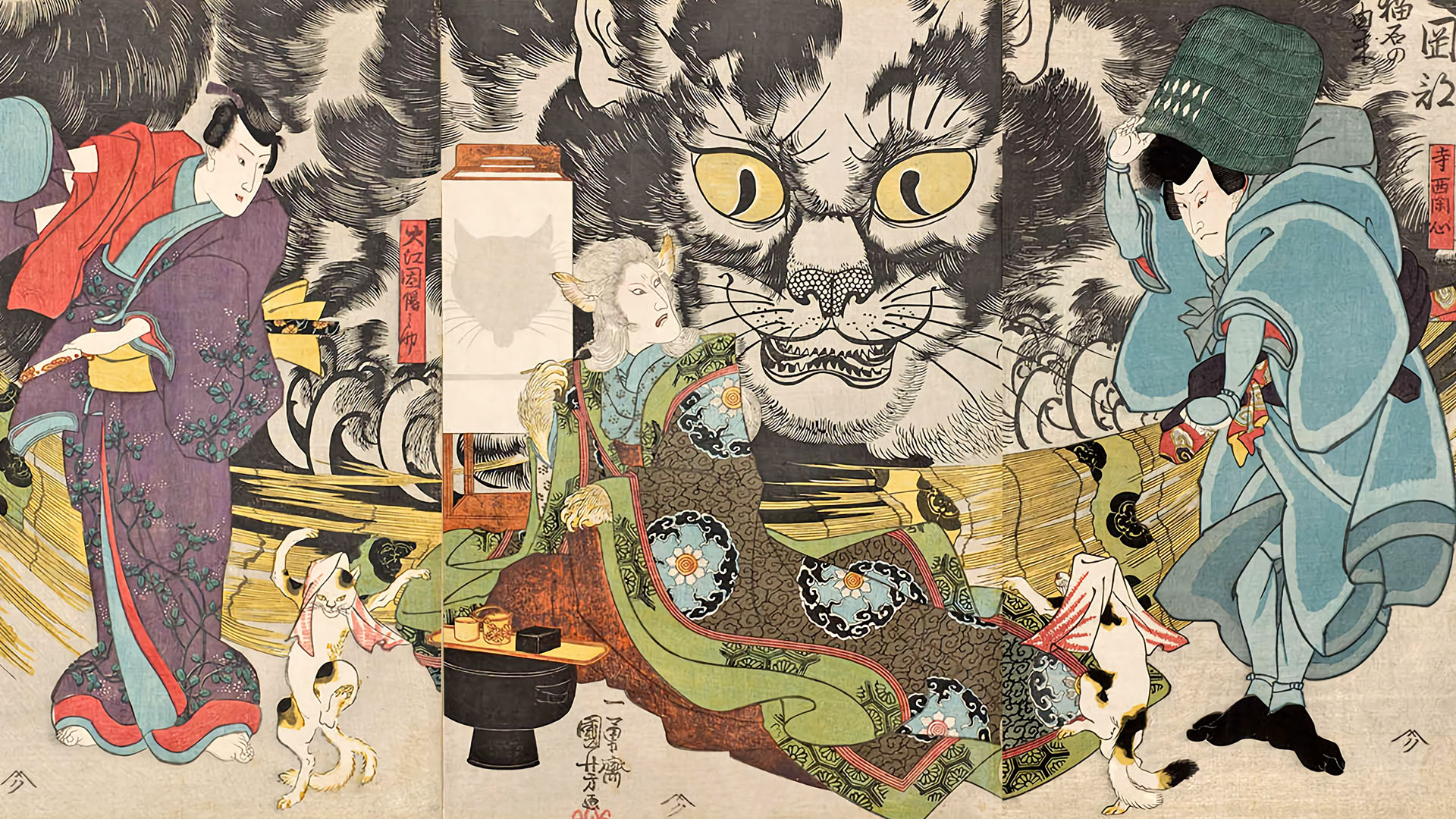 歌川国芳 / 見立東海道五拾三次 岡部 猫石の由来 | 壁紙ギャラリー