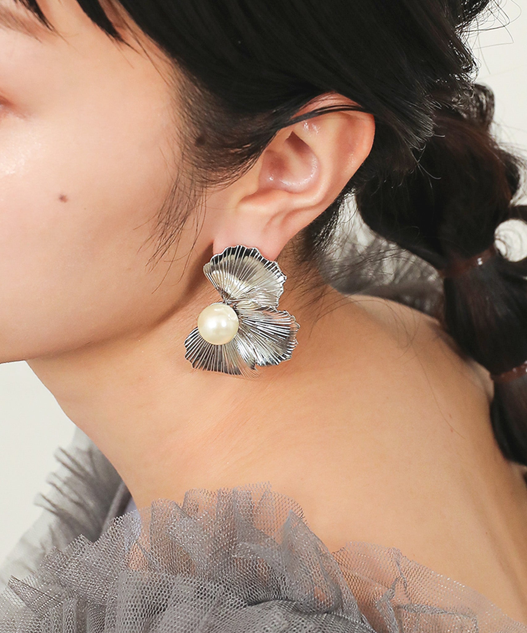 ハーフメタル フラワー ピアス 結婚式 オケージョン