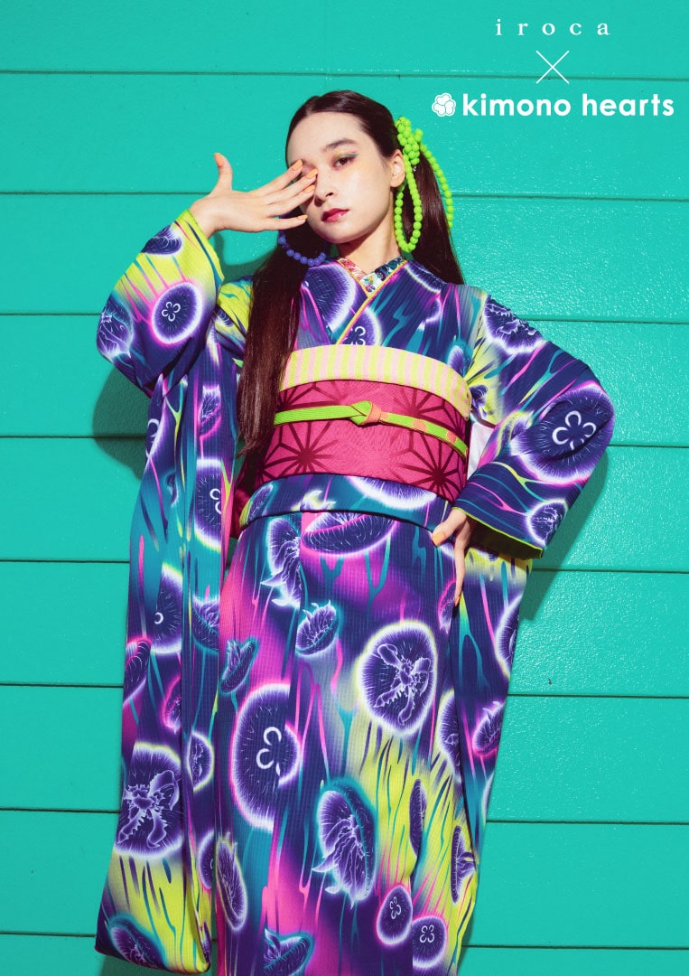 振袖ネットレンタル：サイバーパンク】青と紫に海に揺蕩うクラゲ/KH