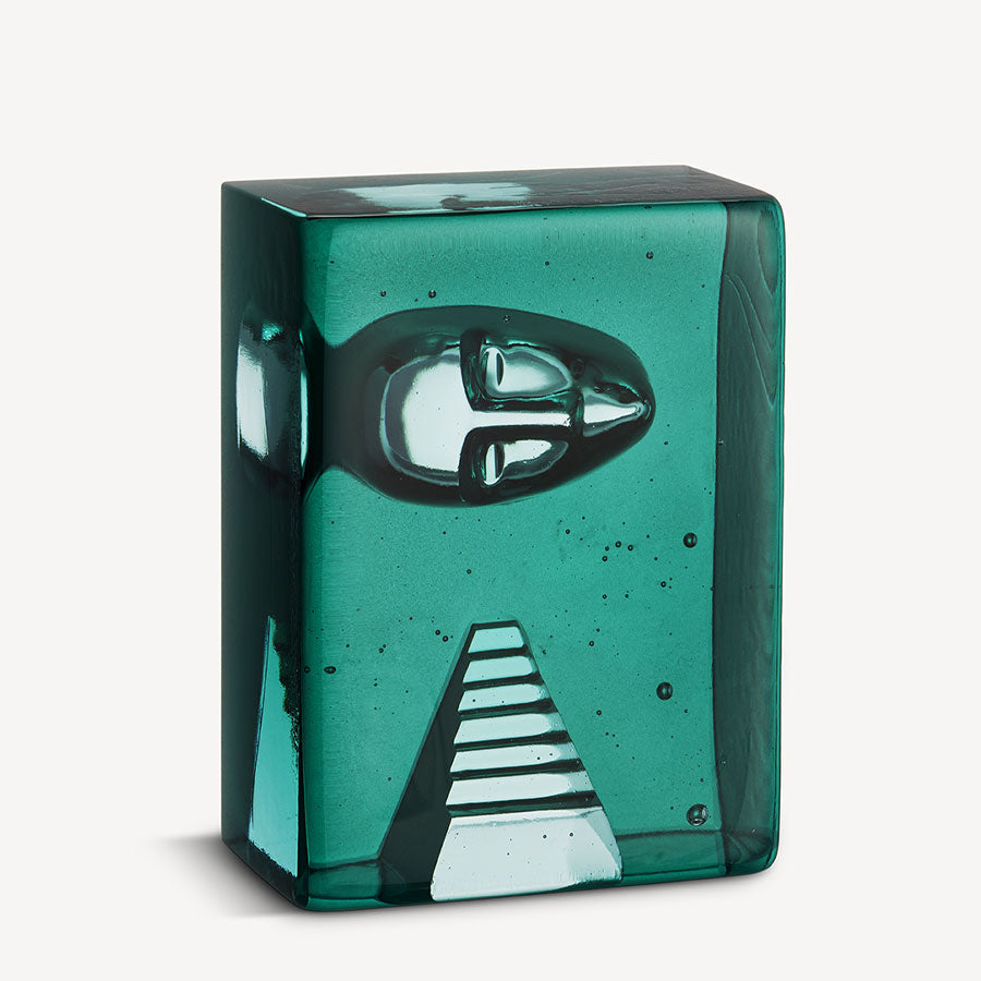 Kosta Boda Azur Stairs Petrol Crystal Glass Art Sculpture