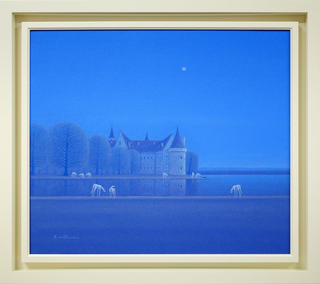 松浦敬文「水辺の城（馬九行く-うまくいく）」油絵・F10号 絵画買取