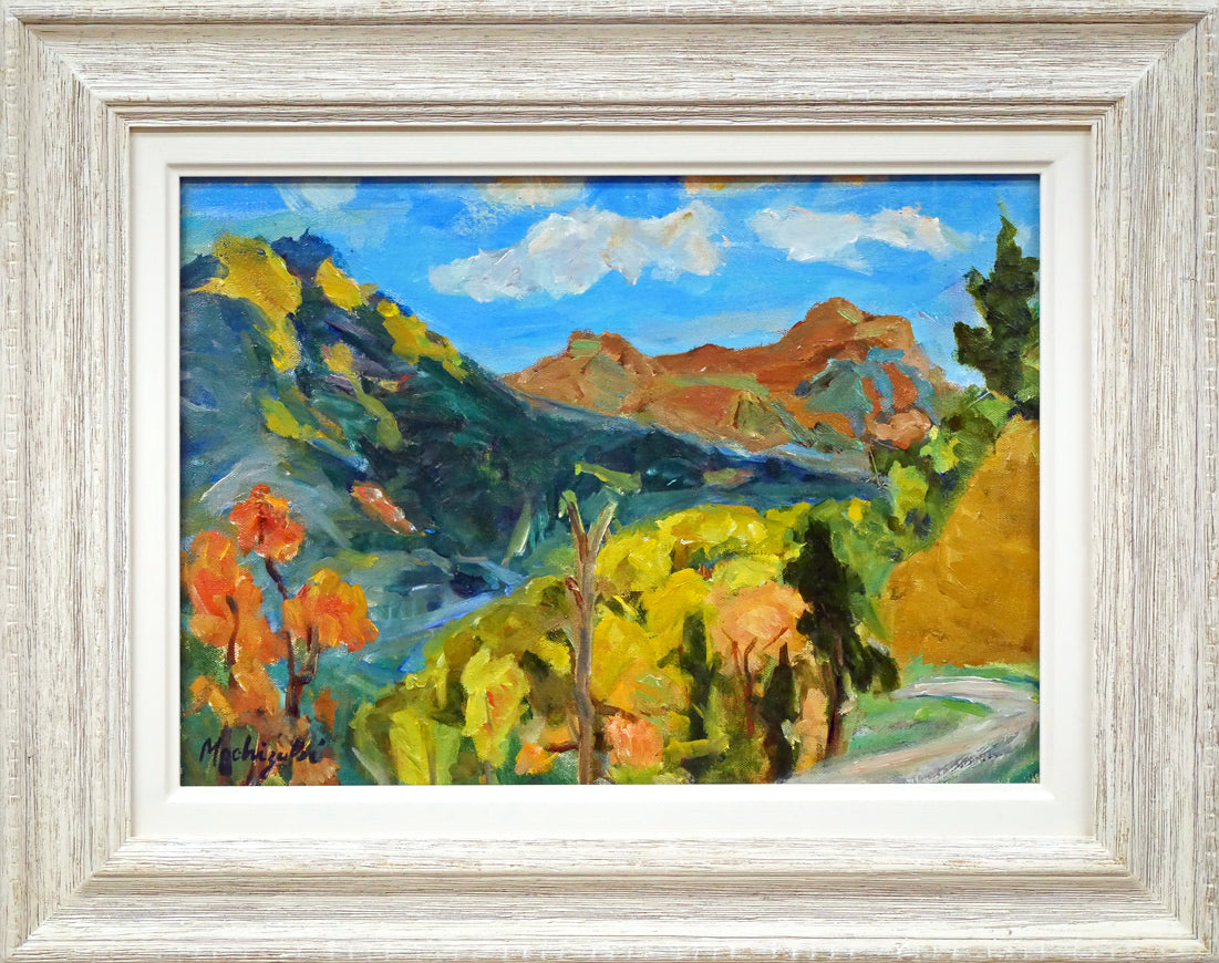 望月正男「釧北峠（阿寒富士と雌阿寒岳）」油絵・F4号 絵画買取・販売