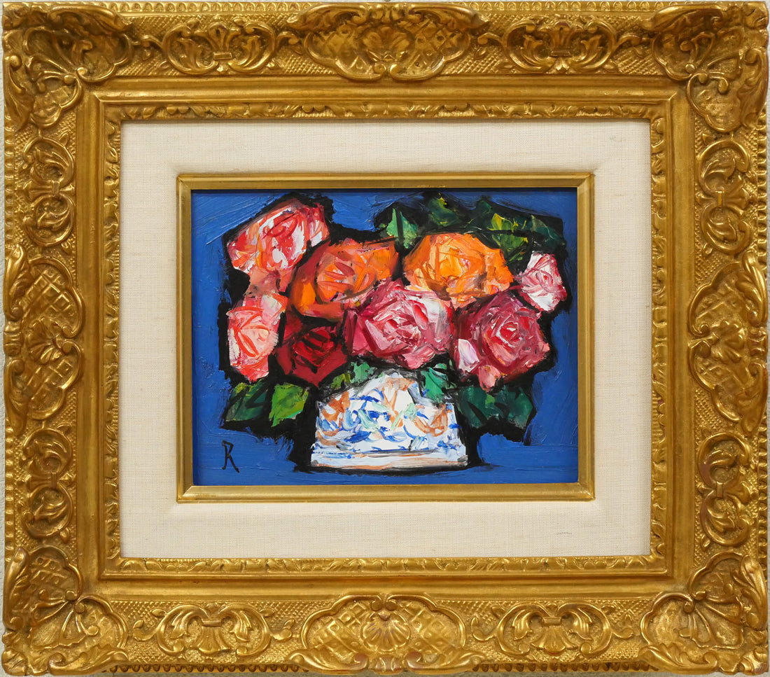 中川力「ばら」油絵・F0号 絵画買取・販売の小竹美術