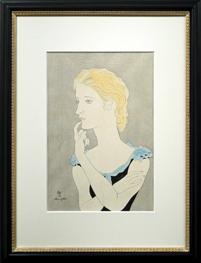 藤田嗣治「フランス娘」木版画 絵画買取・販売の小竹美術
