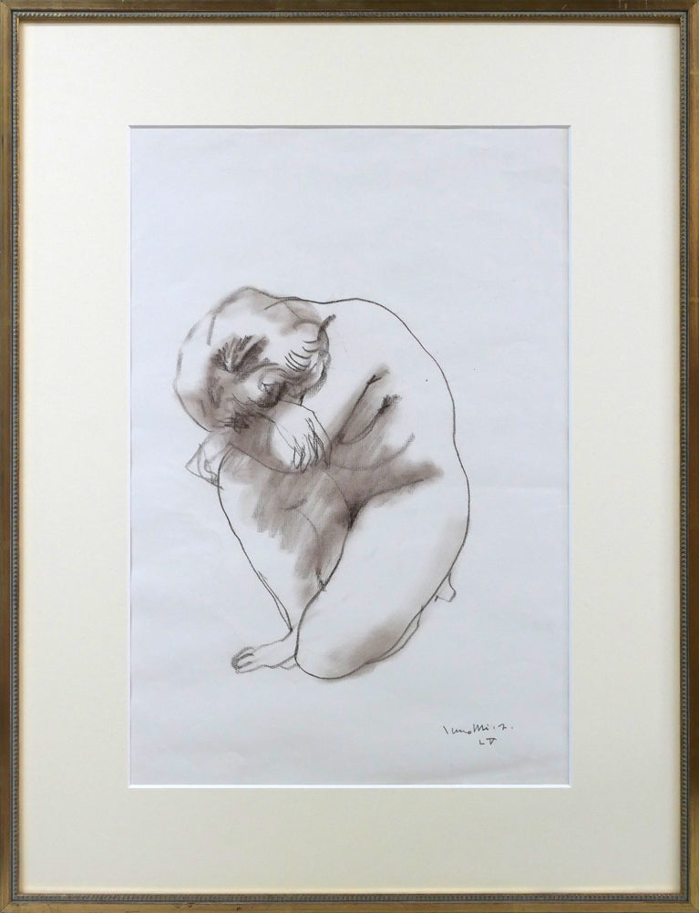 古沢岩美「裸婦」コンテ素描 絵画買取・販売の小竹美術