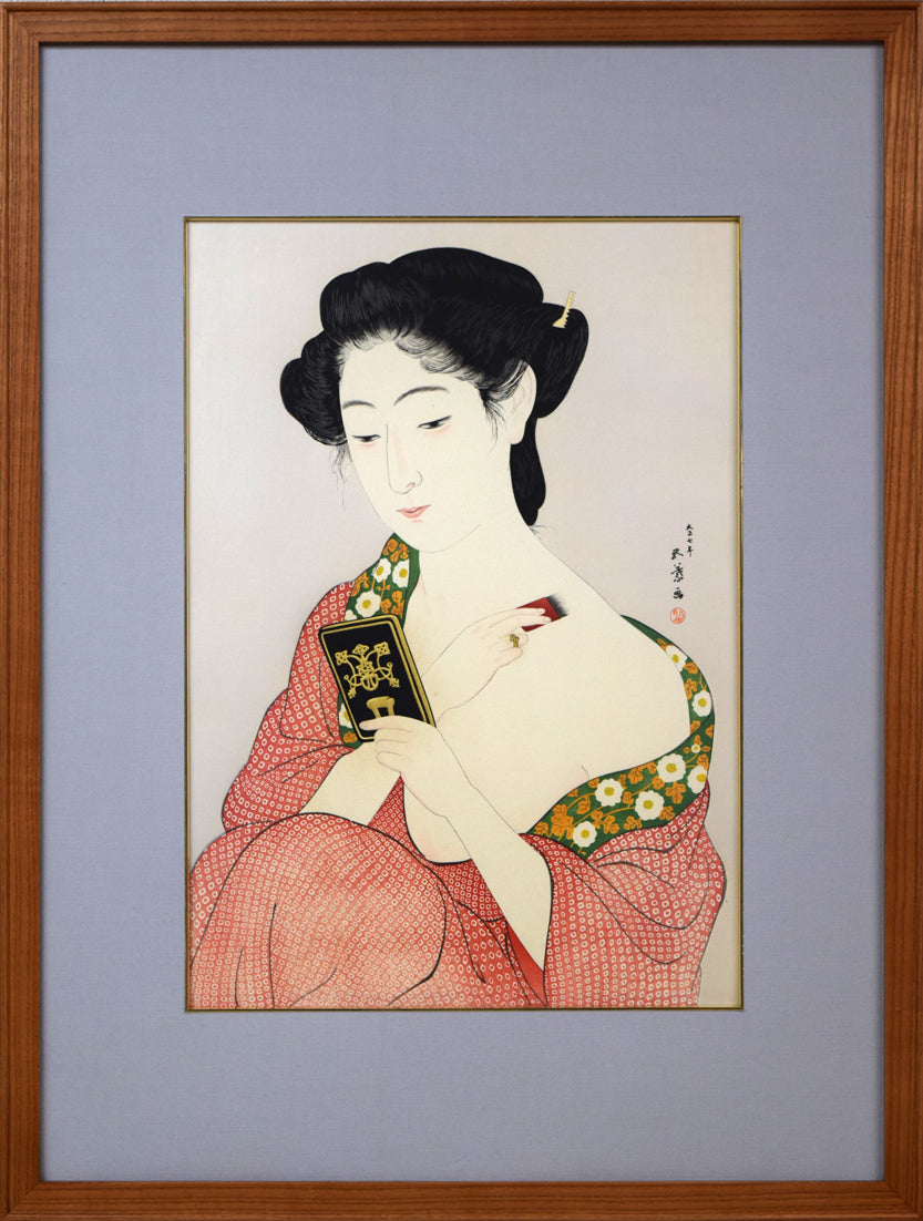 橋口五葉「化粧の女」木版画（雲母摺り） 絵画買取・販売の小竹美術
