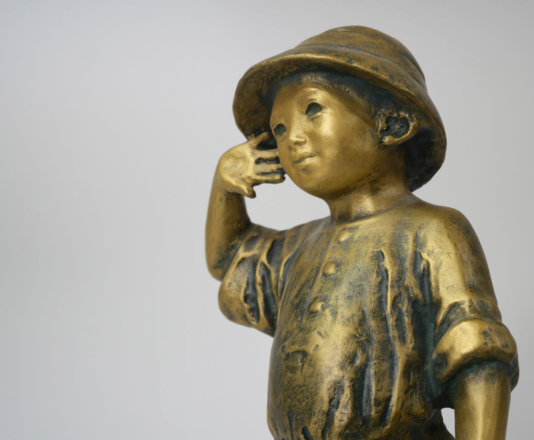 北村西望「天真爛漫『将軍の孫』」ブロンズ作品・北村治禧識箱 絵画