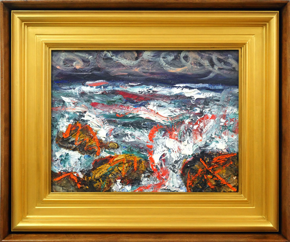 小泉清「波（海）」油絵・P10号 絵画買取・販売の小竹美術