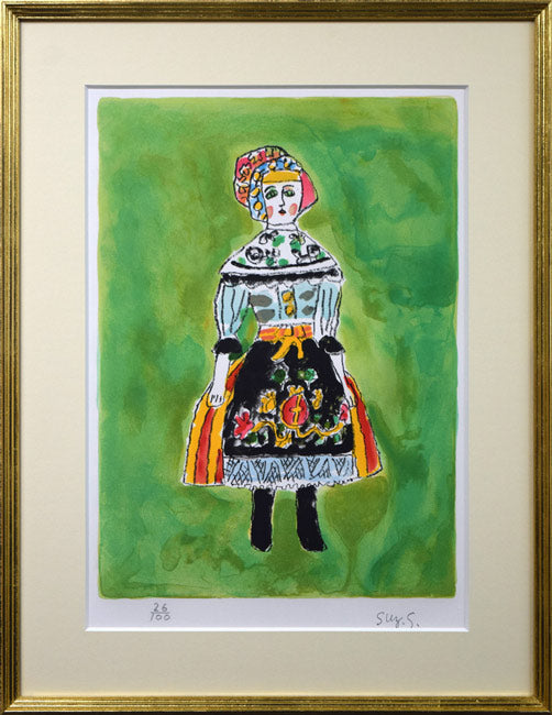 鈴木信太郎「人形」リトグラフ 絵画買取・販売の小竹美術