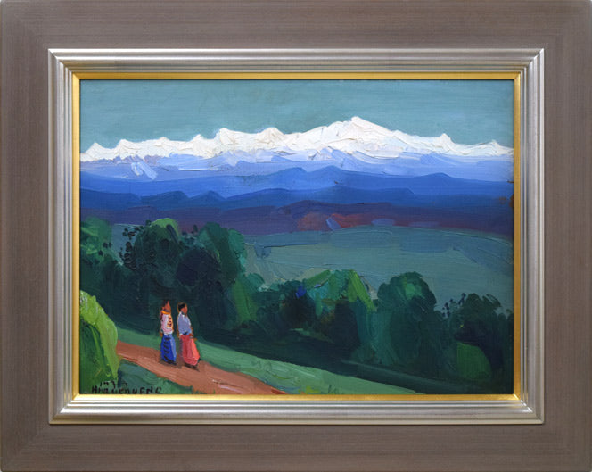 上野春香「ヒマラヤを望む」油絵・P8号 絵画買取・販売の小竹美術