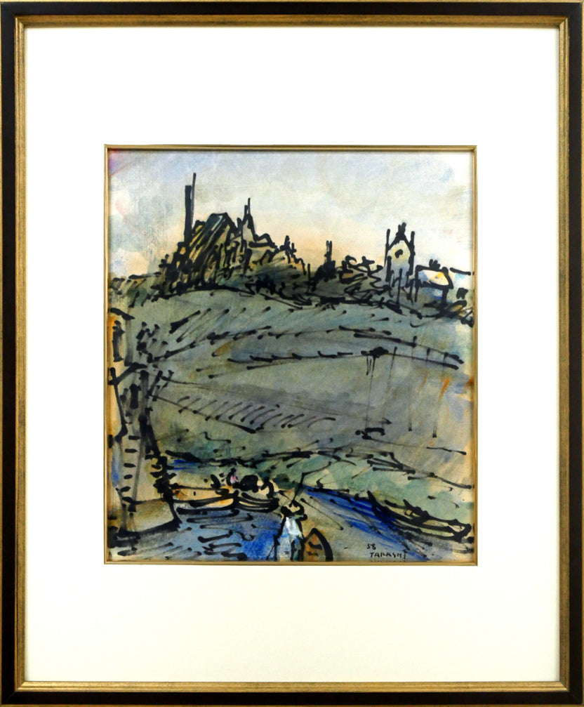 山下充「風景」水彩画・色紙 絵画買取・販売の小竹美術