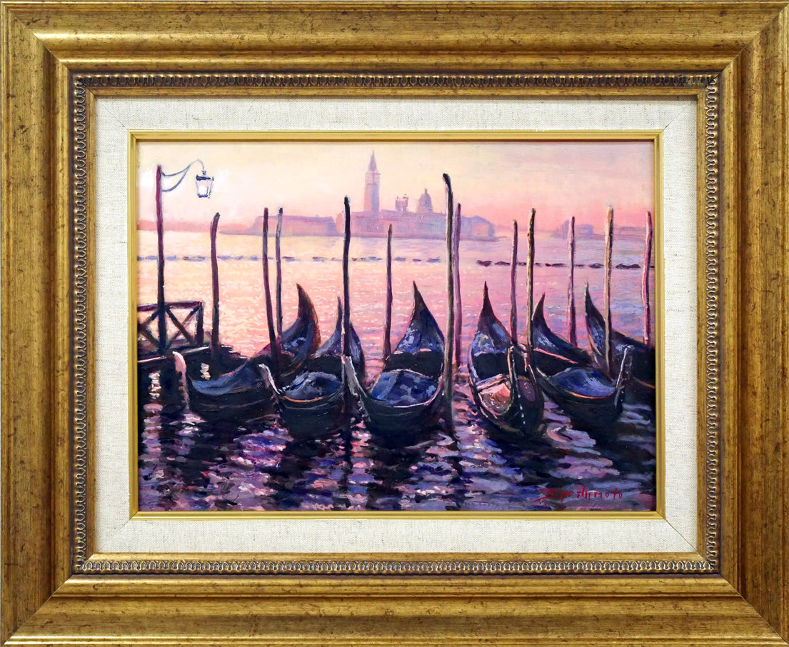 吉本哲「ヴェネチア夜明け（イタリア）」油絵・F4号 絵画買取・販売の