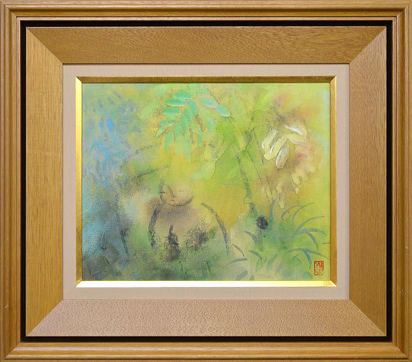 宮木薫「草むら」グワッシュ（不透明水彩画）・F3号 絵画買取・販売の