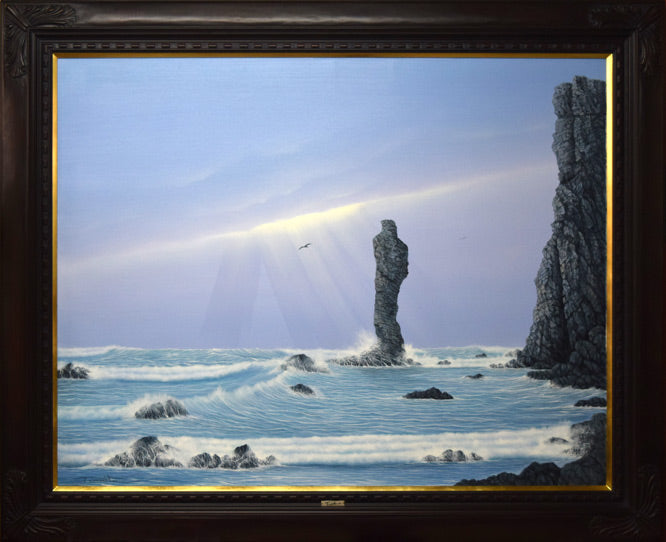 森田哲隆「積丹岬（女郎子岩）」油絵・F50号 絵画買取・販売の小竹美術