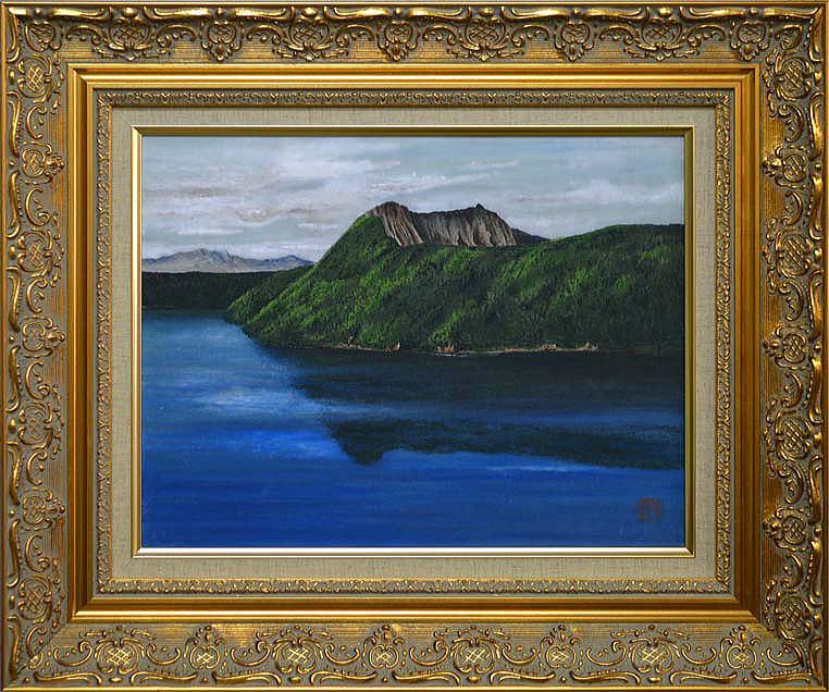 赤澤白翠「摩周湖（北海道）」日本画・F6号 絵画買取・販売の小竹美術