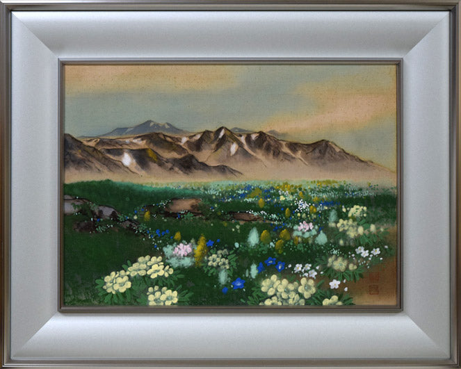 小浜亀角「大雪山風景」日本画・絹本・P8号 絵画買取・販売の小竹美術