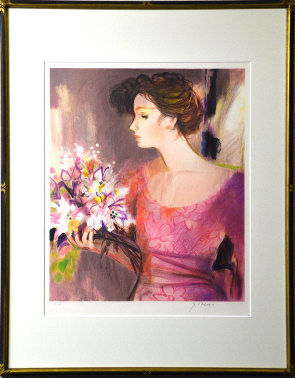 今井幸子「女性像」リトグラフ・12号 絵画買取・販売の小竹美術