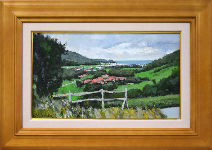 五十畑勝吉「日高種畜牧場」油絵・M6号 絵画買取・販売の小竹美術