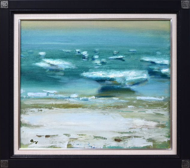 鷲見憲治「白い砂浜」油絵・F10号 絵画買取・販売の小竹美術