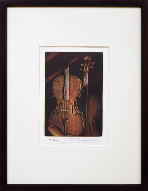 酒井芳元「ヴァイオリン」銅版画 絵画買取・販売の小竹美術