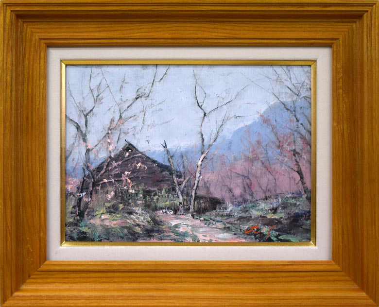 佐藤あつ子「杏花」油絵・F4号 絵画買取・販売の小竹美術