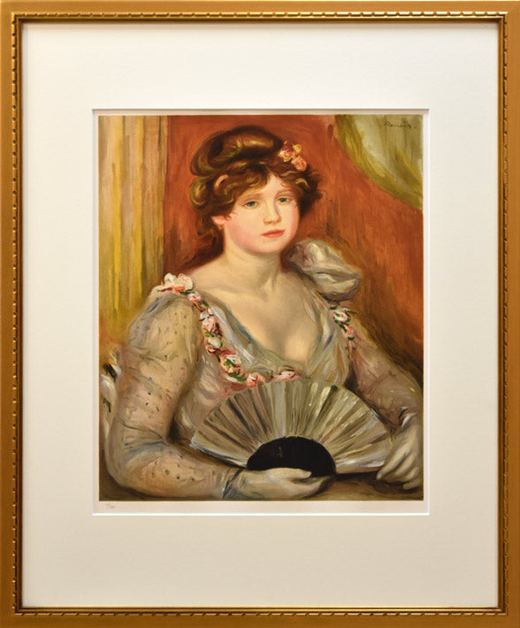 ルノワール（Pierre-Auguste Renoir）「扇を持つ女性」リトグラフ 絵画