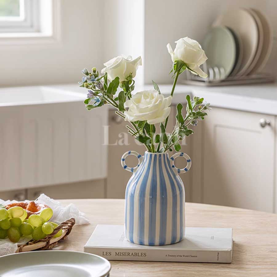 ストライプセラミックベース(3colors)（青・緑・黒）どんな花も