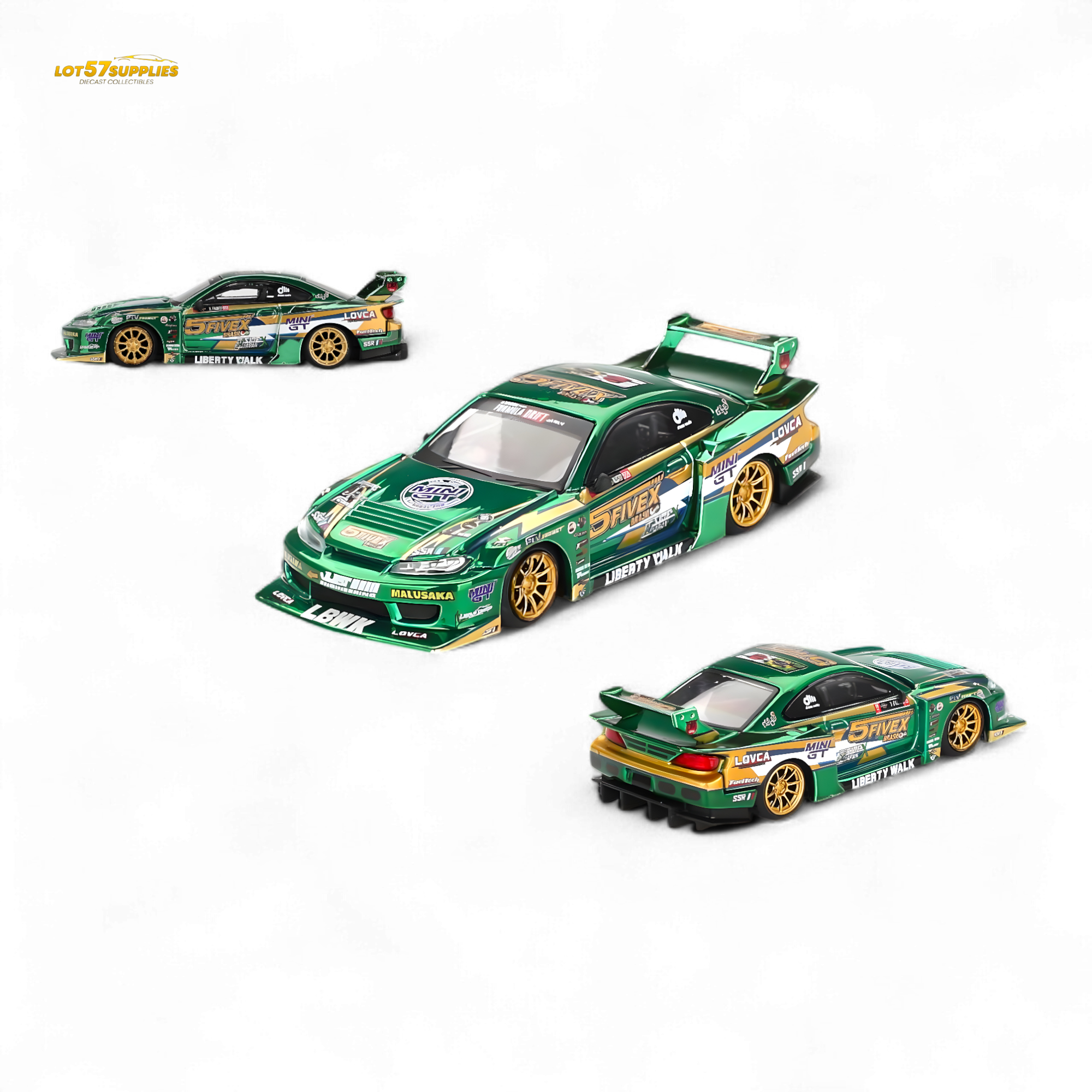 Mini-GT Nissan S15 Silvia 2024 Fausto Racing #858 1:64 - Diecast Model