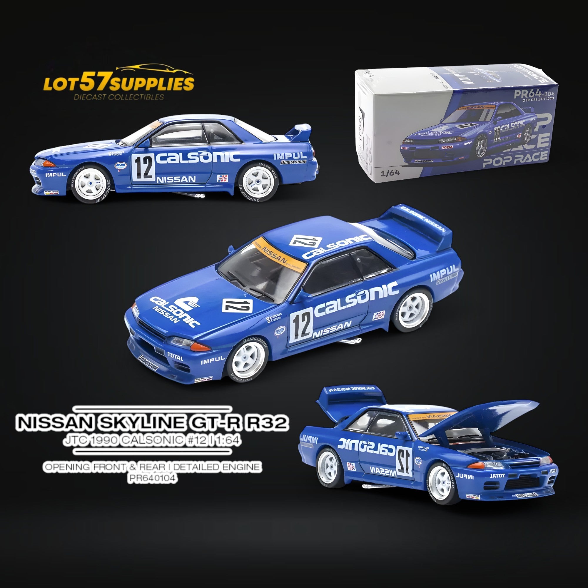 Pop Race Nissan Skyline GT-R R32 1:64 Diecast | LOT57 Supplies
