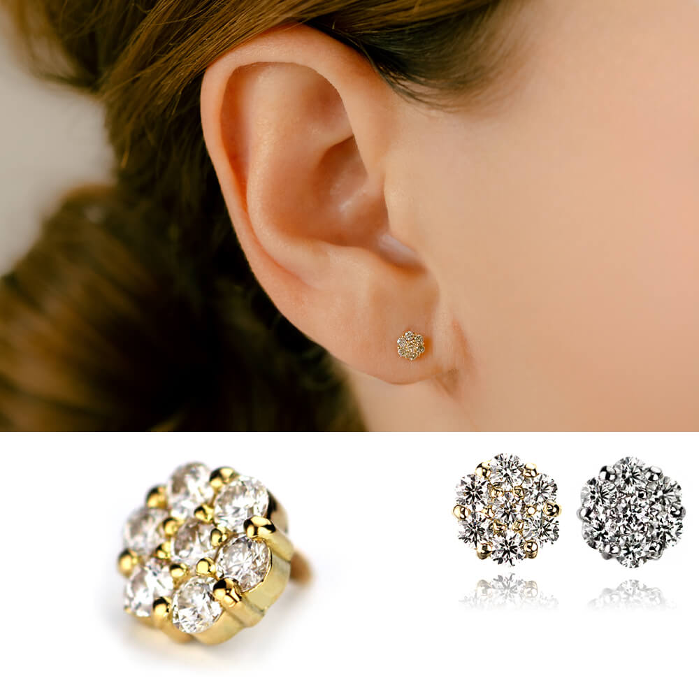 K18 プラチナ上質 ダイヤモンド ボディピアス│世界中のブランドで愛