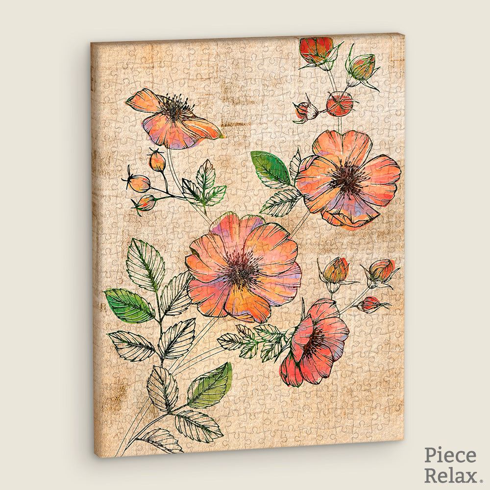 PieceRelax - HN1301 - Puzzle Canvas - Retro Wild Rose