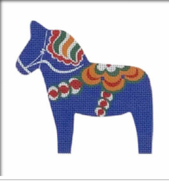 Dala Horse Blue – Po's Needlepoint
