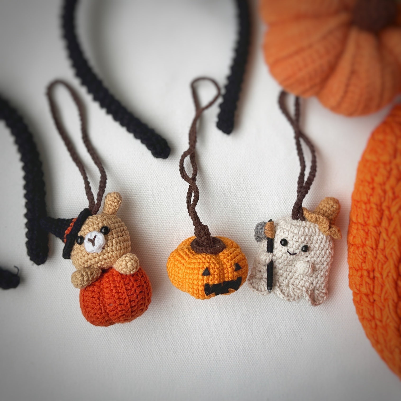 Halloween Crochet Car Hanger & Keychain, Wizard Bear, Jack O