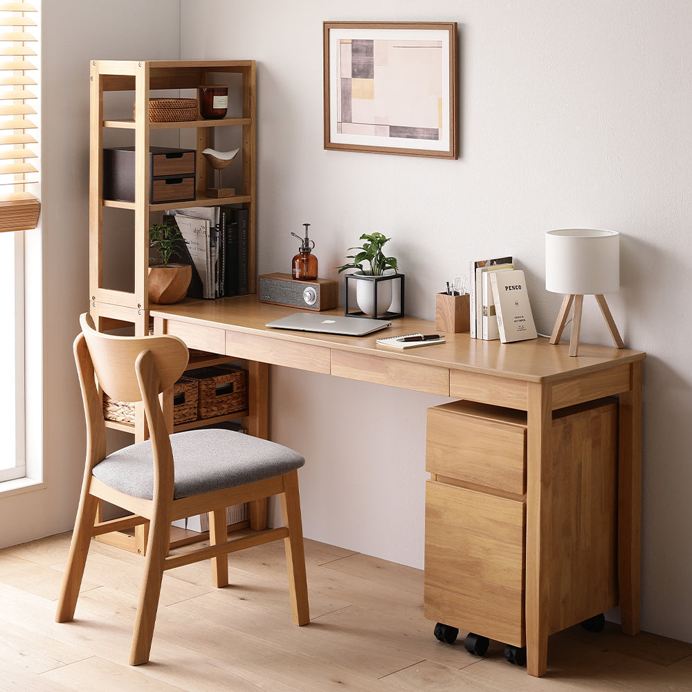 旧仕様】天然木デスクセット（デスク+ラック+キャビネット+チェア